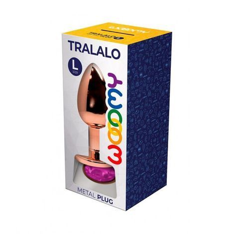 Основное фото Анальная пробка Wooomy Tralalo Magenta L розовое золото с розовым кристаллом 9 см