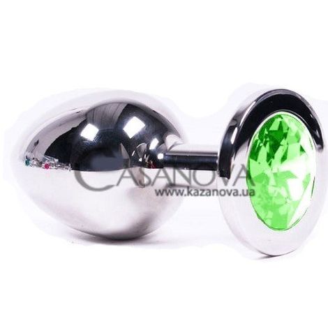 Основне фото Анальна пробка Jewelery Butt Plug Large срібляста із зеленим 9 см