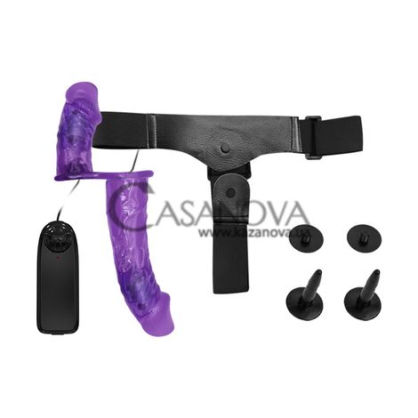Основное фото Двойной страпон Lybaile Ultra Passionate Harness Dual Penis Strap-On фиолетовый 17,5 см