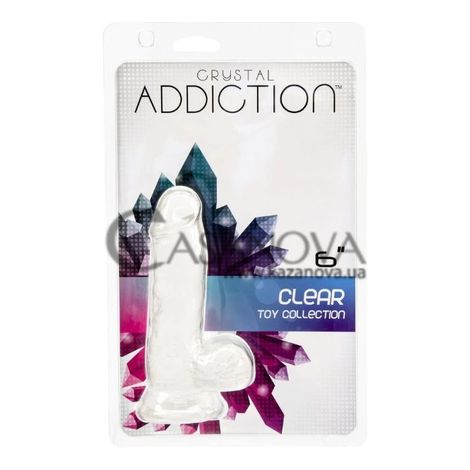 Основное фото Фаллоимитатор на присоске с вибропулей Addiction Crystal Clear Toy Collection 6" прозрачный 15,2 см