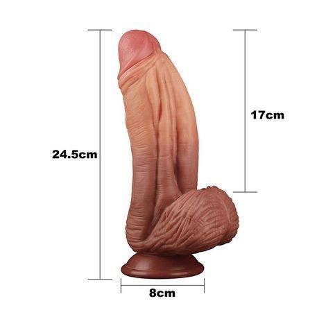 Основное фото Фаллоимитатор реалистичный на присоске Lovetoy Nature Cock 10'' Dual layered Platinum Silicone Cock коричневый 24,5 см
