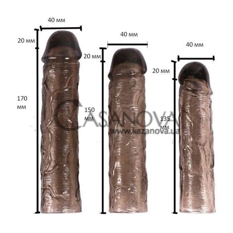 Основное фото Набор из 3 удлиняющих насадок Textured Penis Sleeves чёрный