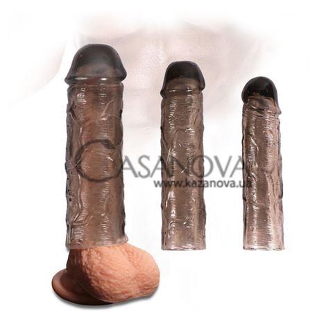 Основное фото Набор из 3 удлиняющих насадок Textured Penis Sleeves чёрный
