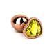 Додаткове фото Анальна пробка EGZO Dark Gold Heart Plug S золотиста з салатовим кристалом 7,1 см