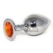 Дополнительное фото Анальная пробка Anal Jewelry Silver Plug Large серебристая с оранжевым 9,5 см