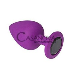 Основное фото Анальная пробка Crystal Anal Plug M фиолетовая с чёрным кристаллом 8,5 см