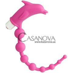 Основное фото Анальная цепочка с вибрацией Cheerful Bead Dolphin розовая 19 см
