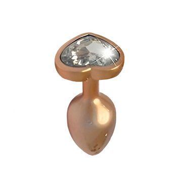 Основное фото Металлическая анальная пробка Dream Toys Gleaming Love S золотистая с прозрачным кристаллом 7,1 см