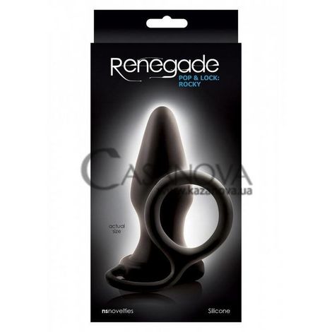 Основное фото Анальная пробка с эрекционным кольцом Renegade Pop & Lock Rocky чёрная 11,4 см