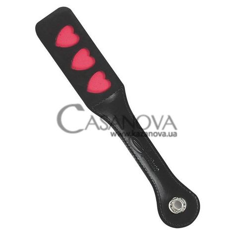 Основне фото Шльопалка Leather Heart Impression Paddle чорно-червона 30,5 см