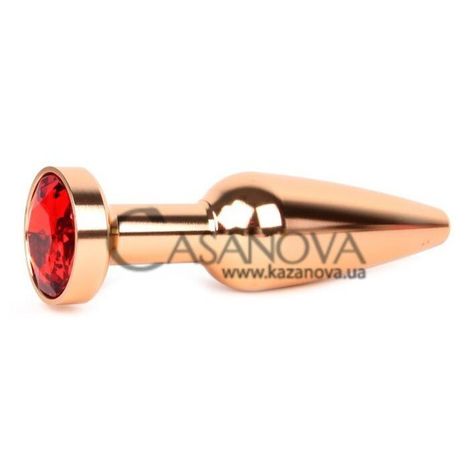 Основное фото Анальная пробка Anal Jewelry Plugs XGLD-16 золотистая с красным кристаллом 11,3 см