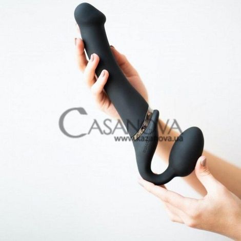 Основне фото Безремінний страпон з вібрацією Strap-On-Me Vibrating Bendable Strap-On L чорний 21,3 см