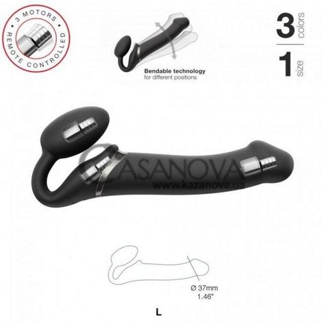 Основне фото Безремінний страпон з вібрацією Strap-On-Me Vibrating Bendable Strap-On L чорний 21,3 см