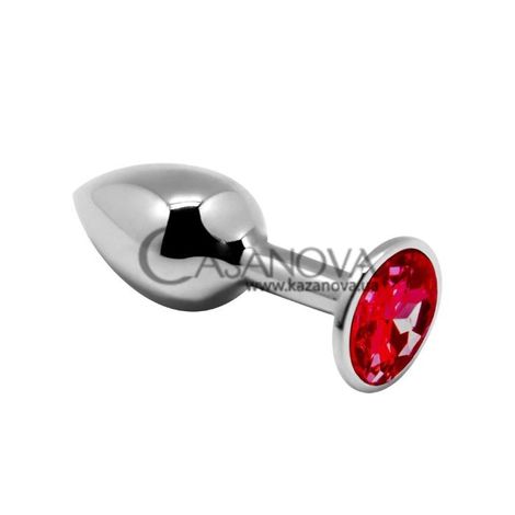 Основне фото Анальна пробка Alive Mini Metal Butt Plug L срібляста з червоним 9 см