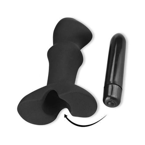 Основне фото Масажер простати з вібрацією LoveToy Silicone Prostate Stud чорний 11,4 см