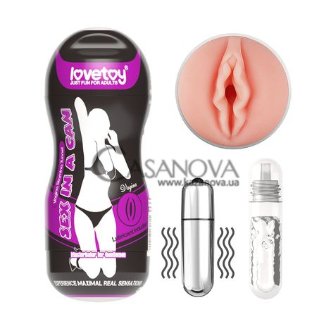Основне фото Мастурбатор-вагіна з вібрацією LoveToy Sex In A Can Vagina Stamina Tunnel Vibrating тілесний