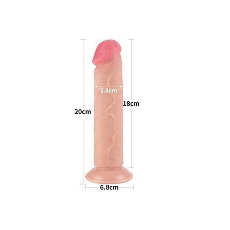 Основное фото Реалистичный фаллос на присоске Lovetoy 8'' Sliding Skin Dual Layer Dong телесный 20 см