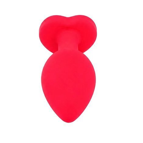 Основное фото Силиконовая анальная пробка EGZO Silicone Red Heart Plug S красная с малиновым кристаллом 7,1 см