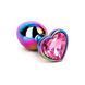 Дополнительное фото Анальная пробка EGZO Multicolor Heart Plug M разноцветная с розовым кристаллом 8,2 см