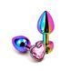 Дополнительное фото Анальная пробка EGZO Multicolor Heart Plug M разноцветная с розовым кристаллом 8,2 см