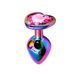 Дополнительное фото Анальная пробка EGZO Multicolor Heart Plug M разноцветная с розовым кристаллом 8,2 см