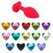 Дополнительное фото Силиконовая анальная пробка EGZO Silicone Red Heart Plug S красная с малиновым кристаллом 7,1 см