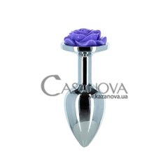 Основное фото Анальная пробка с вибропулей Lux Active Purple Rose Anal Plug серебристая с фиолетовым 7,6 см