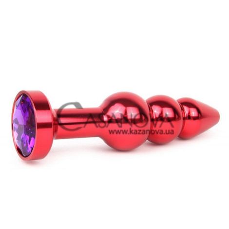 Основне фото Анальна пробка Anal Jewelry Plugs QRED-04 червона з фіолетовим кристалом 11,3 см