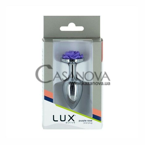 Основне фото Анальна пробка з віброкулею Lux Active Purple Rose Anal Plug срібляста з фіолетовим 7,6 см