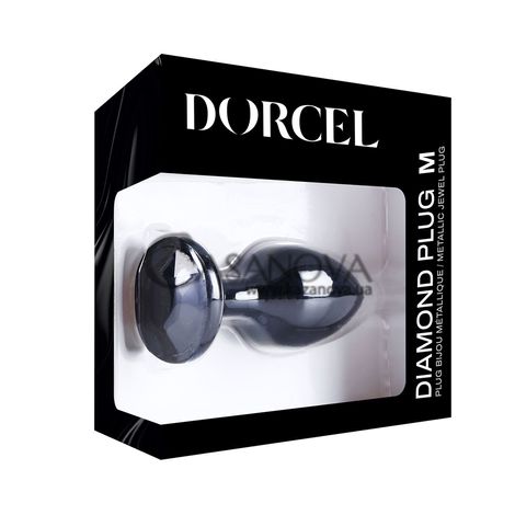 Основное фото Анальная пробка Dorcel Diamond Plug M чёрная с чёрным кристалом 8,3 см