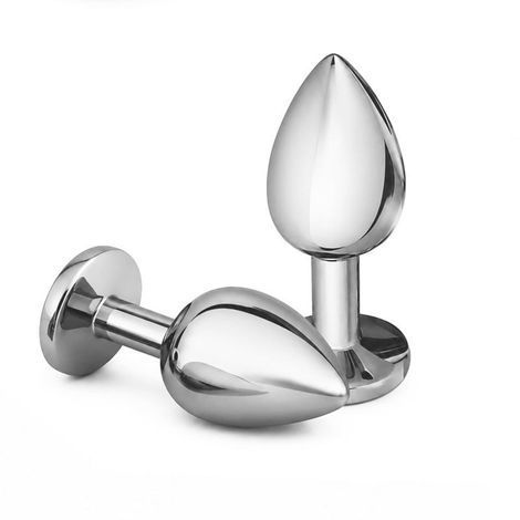 Основное фото Анальная пробка EGZO Silver Round Plug S серебристая с золотистым кристаллом 7 см