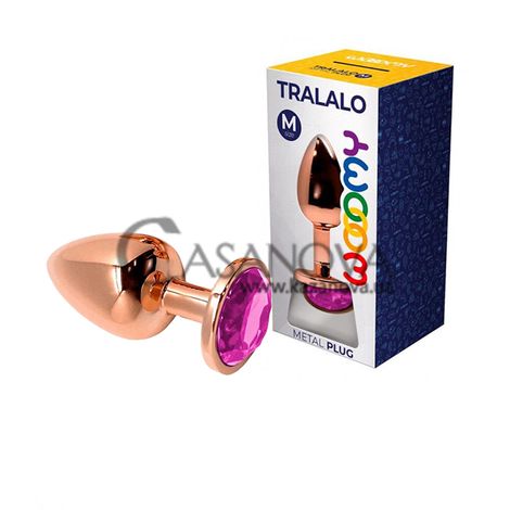 Основное фото Анальная пробка Wooomy Tralalo Magenta M розовое золото с розовым кристаллом 8 см