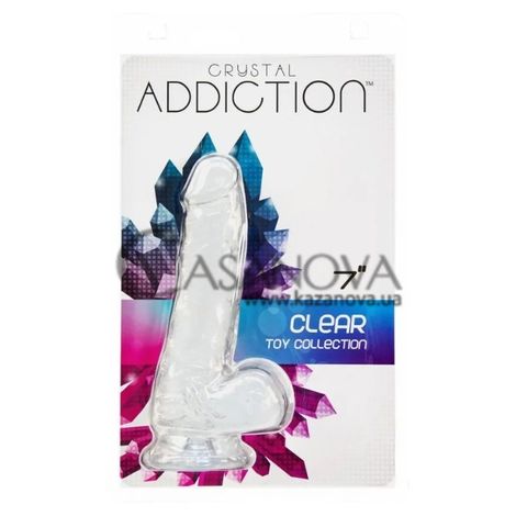 Основне фото Фалоімітатор на присосці з віброкулею Addiction Crystal Clear Toy Collection 7" прозорий 17,8 см
