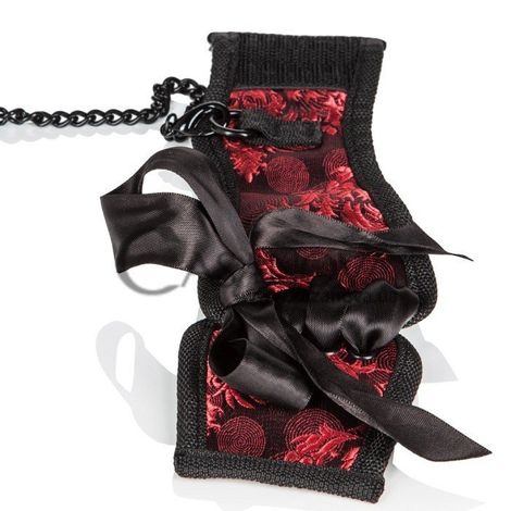 Основное фото Мягкие наручники Scandal Corset Cuffs красно-чёрные