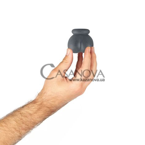 Основне фото Насадка для мошонки Boners Liquid Silicone Ball Pouch сіра 6,5 см