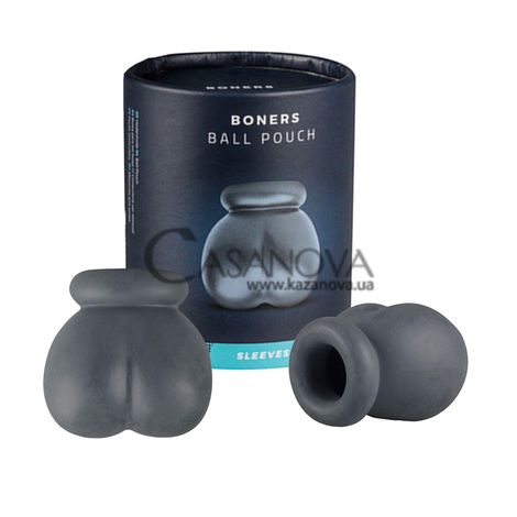 Основне фото Насадка для мошонки Boners Liquid Silicone Ball Pouch сіра 6,5 см