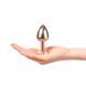 Додаткове фото Анальна пробка EGZO Rose Gold Round Plug S у рожевому золоті з блакитним кристалом 7 см