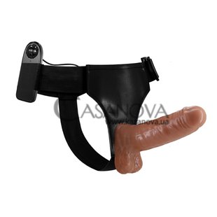 Основное фото Страпон с вибрацией Lybaile Ultra Passionate Harness Realdeal Penis Strap On 6.2' BW-022064Z коричневый 16 см