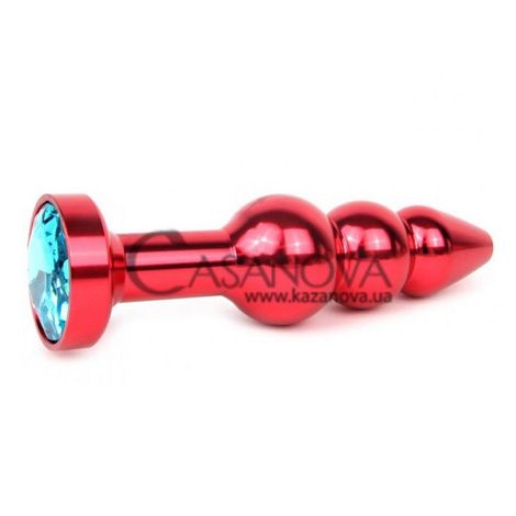 Основное фото Анальная пробка Anal Jewelry Plugs QRED-05 красная с голубым кристаллом 11,3 см