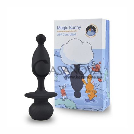 Основне фото Анальна вібропробка зі знімним хвостом Magic Motion Magic Bunny чорна з білим 12,9 см