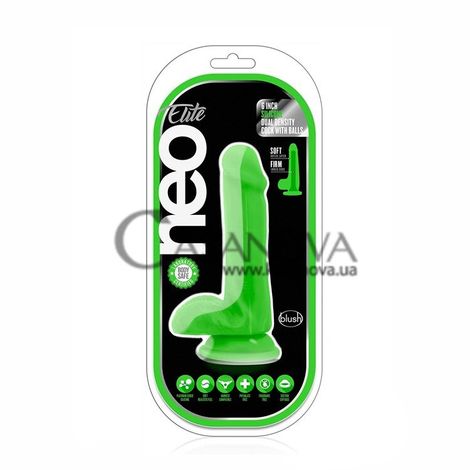 Основне фото Фалоімітатор Neo Elite 6 Inch Silicone Dual Density Cock зелений 15,2 см