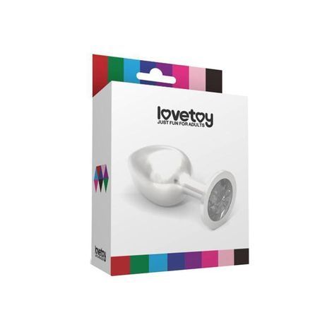 Основное фото Анальная пробка с камнем LoveToy Rosebud Spiral Metal Plug серебристая с синим 6,9 см