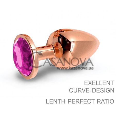 Основное фото Анальная пробка Wooomy Tralalo Magenta S розовое золото с розовым кристаллом 7 см