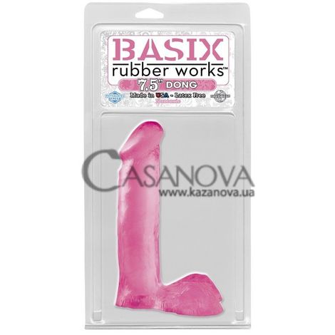 Основное фото Фаллоимитатор Basix Rubber Works 7,5 Dong розовый 19 см