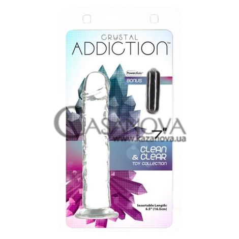 Основное фото Фаллоимитатор на присоске с вибропулей Addiction Crystal Clean & Clear Toy Collection 7" прозрачный 17,8 см