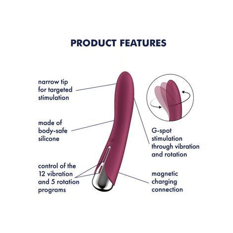 Основне фото Класичний вібратор з ротацією Satisfyer Spinning Vibe 1 бордовий 17,5 см