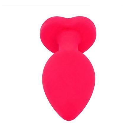 Основное фото Силиконовая анальная пробка EGZO Silicone Pink Heart Plug S розовая с бирюзовым кристаллом 7,1 см