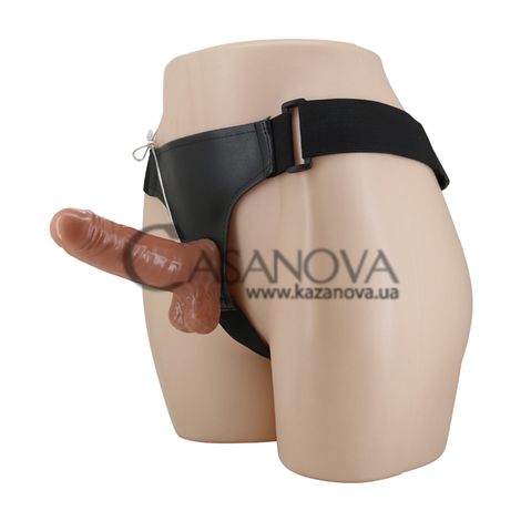 Основное фото Страпон с вибрацией Lybaile Ultra Passionate Harness Realdeal Penis Strap On 6.2' BW-022064Z коричневый 16 см