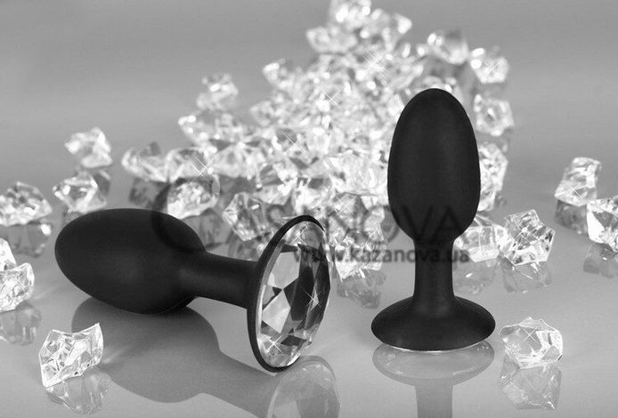 Основне фото Анальна пробка Diamond Silicone Plug Small чорна з прозорим 11 см