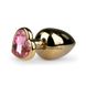 Дополнительное фото Анальная пробка EasyToys Metal Butt Plug With Heart Crystal золотистая с розовым кристаллом 9,6 см
